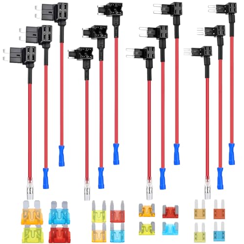 Stromdieb Kfz 12 Stück 4 Typen Stromdieb Sicherung Kfz Standard Mini Micro Micro2 mit Autosicherungen 5A 10A 15A 20A für Auto, Lkw, Motorrad, Boot, etc