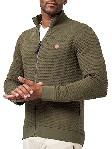 Indicode Herren Bermie Sweatjacke mit Stehkragen | Cardigan Herrenjacke Sweater Männer Army L