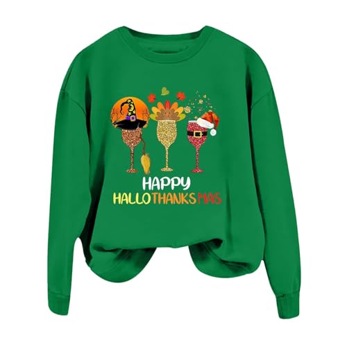 PTLLEND Weihnachten „Happy Hallothanksmas Wine Glass“ (Green, L)