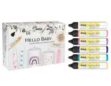 KREUL 49758 - Candle Pen 6er Set Hello Baby, 6 x 29 ml, feine Malspitze, Farben mit Bienenwachs zum Verzieren und Bemalen von Kerzen