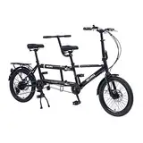 Tandem-Fahrrad – City-Tandem-Klapprad, faltbares Tandem-Beach-Cruiser-Fahrrad für Erwachsene, verstellbar, 7 Gänge, CE/FCC/CCC