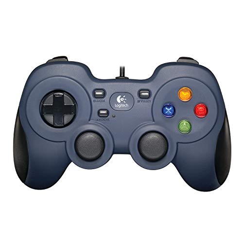 Logitech F310 kabelgebundenes Gamepad, Controller mit Konsolenartigem Layout, 4 Tasten D-Pad, XInput/DirectInput, Komfortable Griffflächen, 1,8 m Kabel, PC - Blau/Grau