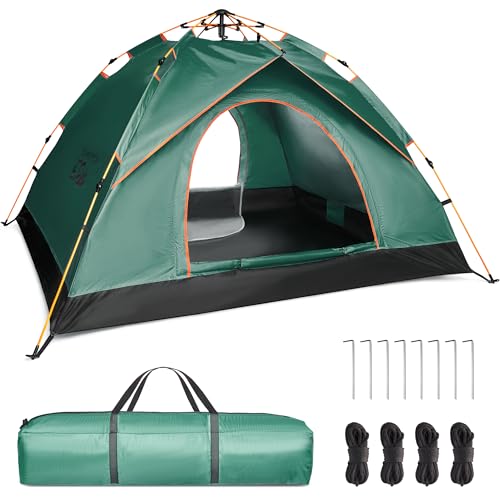 Zelt 2-3 Personen - Wurfzelt Wasserdicht - Automatik Pop Up Zelt - 200x200x135cm Trekkingzelt- Schnellaufbau Camping Igluzelt - Leicht Campingzelt - Trekking & Festival Kuppelzelt