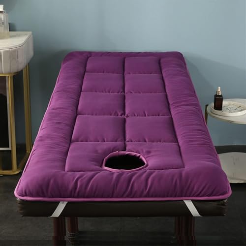 Quadratischer Matratzenschoner for Massagetische, Faltbare Matratzenauflage for Salon-Schönheitsmassage, Matratzenauflage Mit Atemloch for Das Gesicht(Purple,70x180cm)