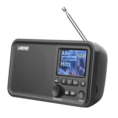 LEICKE tragbares DAB+ Radio mit Bluetooth 5.0 | DAB/DAB+ und UKW Radio, 2,4" Farbdisplay, 80 Voreinstellungen, Küchenradio mit Kabel oder 2000mAh Akkubetrieb, MicroSD/TF/AUX Anschluss, Alarmfunktionen