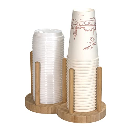 Tiamu Tassenhalter Stehend Kaffeebecher für Einwegbecher, Tassen-Organizer, 2 Fächer Papierbecher Ständer für Kaffee, Tee, Mug, Drehbarer Tasse Rack Organizer für Küche, Bad, Büro Countertop
