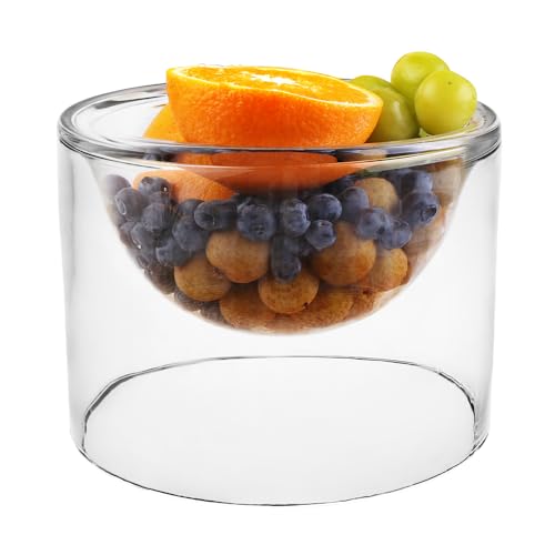 BTGLLAS Einzigartige schöne große 1,3 l Trifle-Schüssel – Glas-Dessertschale, doppelwandig, rund, Servierschale, Dekoration, Schichtung, Kuchenteller, Präsentationsständer für Dessert, Obst, Salat (1