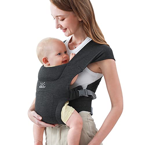 Babytrage für Neugeborene ab Geburt, MOMTORY Komfortabler Hüftsitz für Baby(3-12kg), Ergonomischer Tragetuch Neugeborenes bis Kleinkind mit Klettverschluss, Leicht Verstellbare Hüfttrage - Dunkelgrau