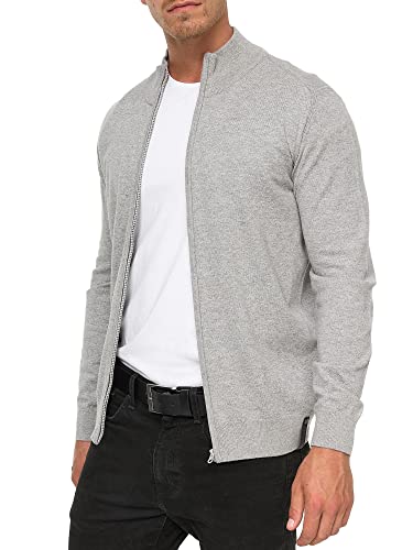 Indicode Herren Lau Strickjacke mit Stehkragen aus 80% Baumwolle | Cardigan für Männer Lt Grey Mix XXL