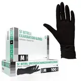 SF Nitrilhandschuhe M Schwarz – 100 Stück Einweghandschuhe, Einmalhandschuhe, Puderfrei, Latexfrei, Gummihandschuhe Einweg zum Kochen, Putzen, für Medizin, Küche, Garten, Werkstatt, Tattoo, Haushalt