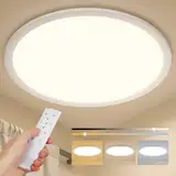 KLINTOS LED Deckenleuchte Dimmbar, Ø30cm 24W Deckenlampe mit Fernbedienung, 3000K~6500K, IP54 Ultra Dünn Rund LED Lampe, Ceiling Light für Wohnzimmer, Schlafzimmer, Küche, Badezimmer, Balkon(Weiß)