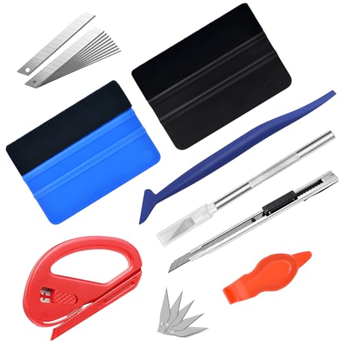 Rakelset zum Folieren, Folienrakel Set, Rakelset zum Arbeitsplatte Tapezieren, 22 Stück Squeegee Set mit Filzrakel Rakel und Präzisionsmesser Cutter Messer für Tönungsfolie Fensterfolien Auto Folien