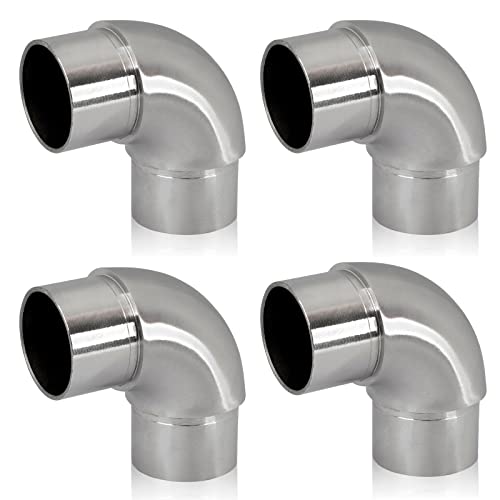 PRIOstahl Rundbogen Rohrbogen Bogen Rohrverbinder Steckfitting Verbinder Rund - 4 Stück Ø 42,4 mm für Rundrohre Rohr Handlauf Verbindung zum Stecken Geländerbau Rostfrei aus Edelstahl V2A
