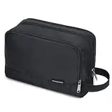 WANDF Kulturbeutel Herren Rucksack Damen Kosmetiktasche Waschtasche für Männer & Frauen in Premium Qualität (A-Pures Schwarz)