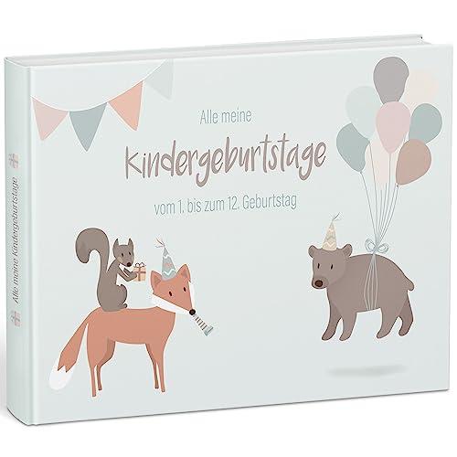 Mintkind® „Alle meine Kindergeburtstage“ Erinnerungsalbum vom 1. bis zum 12. Geburtstag | Fotoalbum zum Selbstgestalten | Erinnerungsbuch zum Ausfüllen für Mädchen und Jungen Fotobuch Album