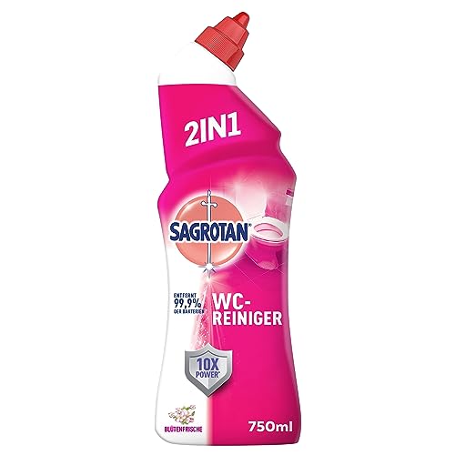 Sagrotan WC-Reiniger Blütenfrische – 2in1 Reinigungsmittel mit Antischmutzfilm für langanhaltende WC-Frische – 1 x 750 ml