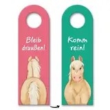 Pferd Türhänger mit Spruch Bleib draußen - Komm rein Pony-Dekor für Mädchen Kinderzimmer Pferdemädchen Kinder Teenager ideal für Haflinger-Liebhaber