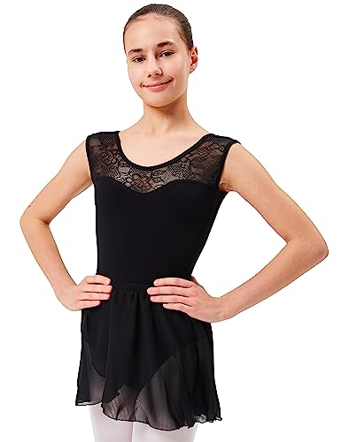 tanzmuster ® Wickelrock Mädchen Ballett - Emily - aus luftigem Chiffon antistatisch Ballettrock mit Gummizug für Kinder in schwarz, Größe:104-110