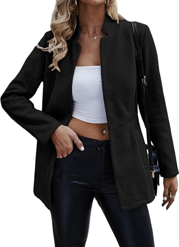 Jhsnjnr Damen Blazer Tailliert Business Casual Langarm Longblazer Jacke Elegant Herbst Open Front Anzug Mantel