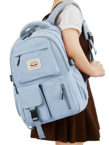 FIORETTO schulrucksack Teenager Mädchen Damen Schulranzen Schultasche School Bag Rucksack Schule 14" Laptopfach, Wasserabweisend & Leicht Blau