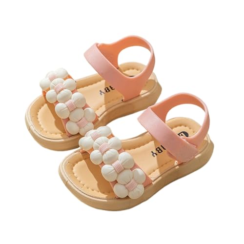 Kinder Sandalen Mädchen,Kinder Sandalen Mädchen Slingback Leicht Sommer Strandsandalen Sommerschuhe Leder Blumen Rutschfeste Sandaletten Schuhe (Rosa,34)