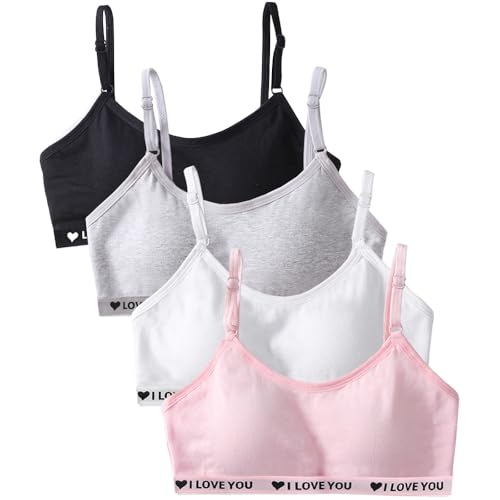 Mädchen Sport BHS Baumwolle Unterwäsche mit Fest Gepolsterte und Verstellbarem Schultergurt Bralette Top Bustier für Teens 10-18 Jahre