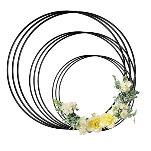 9er Set Metallringe zum Basteln, Metallring Schwarz, 3 mm dick, dekoring, 10 cm/15 cm/20 cm, ring zum basteln, Deko Ringe zum Aufhängen, Drahtinge für Hochzeit, Makramee & Floristik