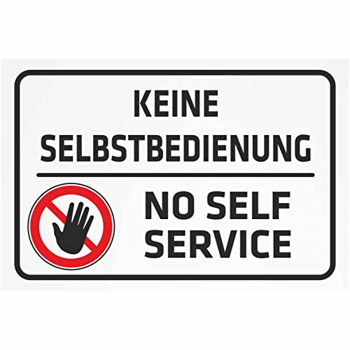 Indigos UG Aufkleber Keine Selbstbedienung No self Service 200x150 mm Hotel, Firma, Schutz, Kita, Arzt, Praxis, Wohnung Sicherheit Warnung
