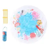 shuhauk Strandpool für Baby, Faltbares Baby Planschbecken mit Aufbewahrungstasche, 2 in 1 Cartoon Wasserspielzeug Tragbare Reisematte mit Erdspießen für Sand See Garten Outdoor Familienpark Hinterhof