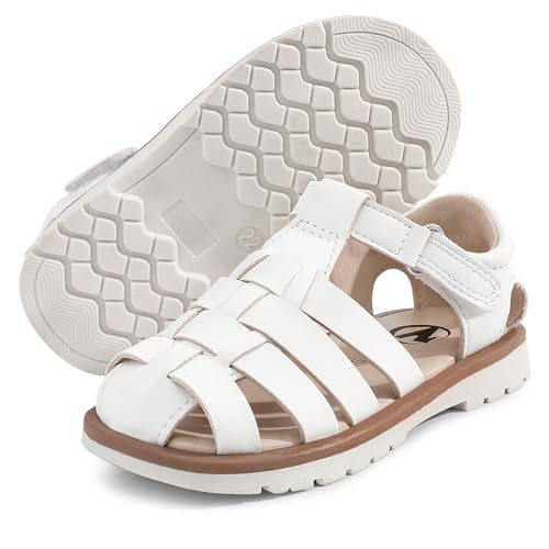 MIXIN Mädchen Sommer Sandalen Closed-Toe Antirutsch Premium Gummi Sohle Kleinkind Walkers Schuhe Weiß 23