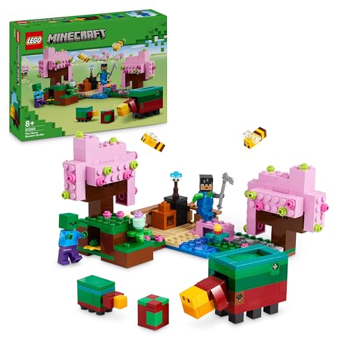 LEGO Minecraft Der Kirschblütengarten, Spielzeug-Garten zum Erkunden mit Sunny, Schnüffler, Zombie und Bienen, Geschenk für Gamer, für Jungen und Mädchen ab 8 Jahren 21260
