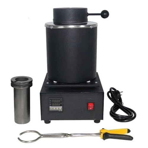 2 kg Goldschmelzofen, 1400 W 2000 F digitaler elektrischer Schmelzofen mit Graphittiegel zum Schmelzen von Schrott, Silber, Gold, Kupfer, Aluminium, 220 V Raffinationsgussofen