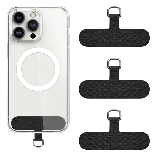 simarro Handy Handykette Pads, 3 Stück Telefon Halteband Patch Universal Handykette Handy Lanyard Telefon Patch für Meisten Smartphones Wasserdicht Handy Pads für Kette Phone Strap(Schwarz)