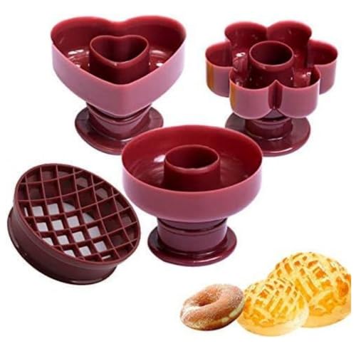 KOMUNJ 4 Stück Donut-Formen, Donut-Formen, DIY-Donut-Form, Donut-Ausstecher, Keks-Stempel-Kuchenform,Desserts Donut Kekse Kunststoff Kuchen Fondantform Kuchenform Dekorieren Tools Küche Werkzeug