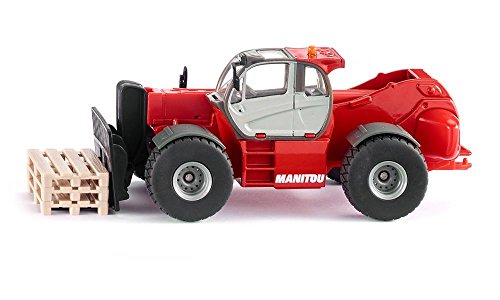 siku 3507, Manitou MHT 10230 Teleskoplader, 1:50, Metall/Kunststoff, Rot, Inkl. 3 Paletten