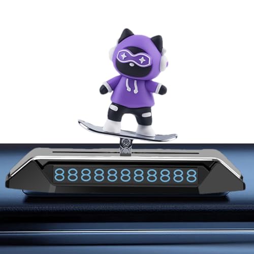 Auto Parkplatz Telefonnummer Karte - Cartoon Skateboard Katze Auto Telefon Nummernschild | Auto Dekoration Zubehör, Telefonnummernschild für temporäres Parken