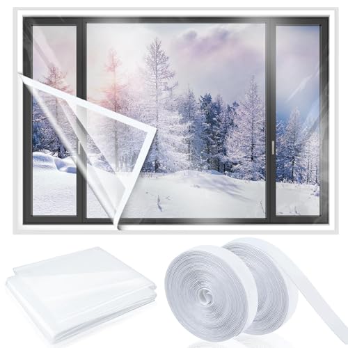 Fensterisolierfolie – Winter-Set, winddichte Fensterabdeckung | Wärmedämmung für Aluminiumfenster, Gleiten, Trenner und Badezimmer, Schutz vor Entwürfen F