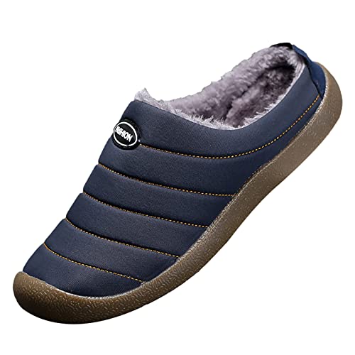 Herren-Winter-Halbschuhe, warm gefüttert, leicht, warm, Schlupfschuhe für Herren, bequem, für drinnen und draußen, Freizeitschuhe, leicht, breit, Herren-Slipper, a, 42 2/3 EU