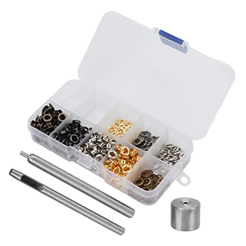 Cyrank 240 Stück Ösen-Ösen-Kits, 4 mm Metall-Ösen-Sets mit Installationswerkzeugen Ösen und Unterlegscheiben Öse für Schuh-Kleidungs-Lederhandwerk