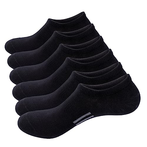 YUEDGE Sneaker Socken Baumwoll für Herren und Damen mit Rutschfest Silikon Sneakersocken Unsichtbare Füsslinge Footies Kurzsocken No Show Socken für Loafers 43-46, Schwarz 6 Paar