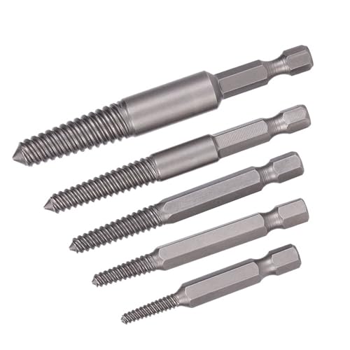 5pcs Hex Shank Fine Teeth Screw Extractor Easy Out Kit, Effektive Lösung für Zerbrochene Kopfschrauben, Schraubendraht und Rostige Schraube, 8,8-12.9 Bolzenentfernungswerkzeug
