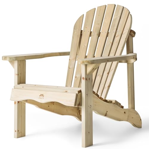 AMATA Single Adirondack Stuhl für Draußen, UNGURS Collection - Wetterfester Holzstuhl für Terrasse, Hinterhof und Garten Feuerstellen - Ergonomisch und Langlebig, Zeitloses Design (Holz)