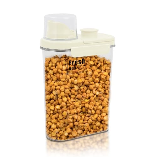 LANGMINGDE Vorratsdosen Set mit Deckel Luftdicht, Vorratsbehälter Küchen Aufbewahrung Organizer Spender für Trockenen Lebensmittel Schüttdose Müsli Getreide Mehl (1er Set x 2.8L - Creme Weiß)