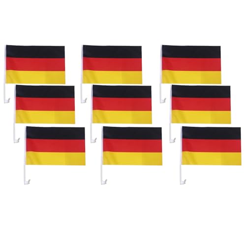 Deutschlandfahne Mit Stab 45 X 30 Cm Für Autofenster Deutschland Flagge Deutschlandflagge Groß Fanartikel Deko Autofahnen (9 Stück)