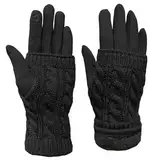 Stoff handschuhe Damen Winter, Thermo Handschuhe Damen Touchscreen, Handschuhe Mit Abnehmbaren Strick Stulpen, Thermohandschuhe Winter Damen, Warme Handschuhe FüR Skifahren Radfahren Arbeit, 24cm