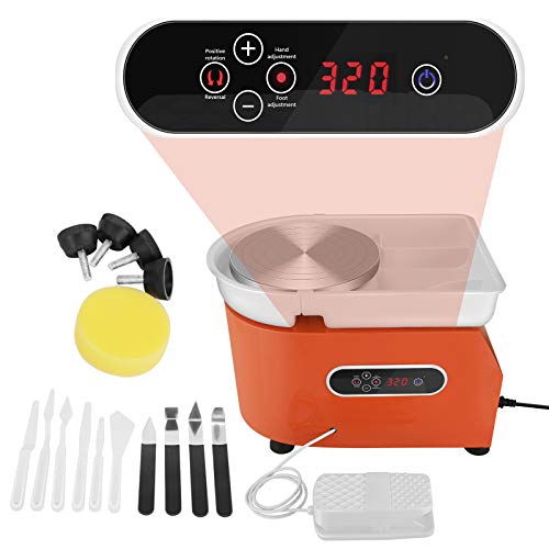 InLoveArts 25CM Töpferscheibe Maschine mit LCD-Anzeige 350W Pottery Wheel Keramik Clay Maschine töpferscheibe fußantrieb für Keramikarbeiten Clay mit Waschbecken mit abnehmbarem ABS-Becken