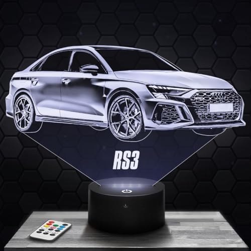 Nachttischlampe Auto RS3 Miniatur Sammlungsdekoration, Geschenkidee für Männer Auto RS3 Nachtlicht Erwachsene Schlafzimmerdekoration, originelle Geschenk Weihnachtenidee für Auto-Fans.