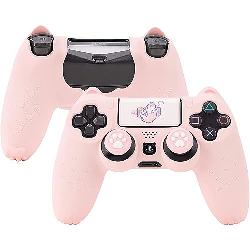 GeekShare Cat Paw PS4 Controller Skin, Anti-Rutsch Silikon Controller Cover Skin Protector Kompatibel mit Playstation 4 Slim/Pro Controller - Pink