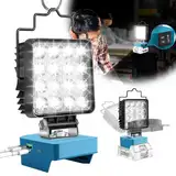 Akku Lampe Für Makita 18/21v, 48W 2 Helligkeitseinstellungen Kabellose LED Arbeitsleuchte Akku, 4800LM Tragbares LED Strahler Akku Scheinwerfer Baustellen Lampe mit Typ C und USB-Aufladung (kein Akku)