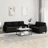 Homgoday 2-TLG. Sofagarnitur mit Kissen Wohnzimmersofa Sofa Couch Loungesofa, Couchgarnitur Doppelsofa Designsofa Sitzmöbel für Wohnzimmer Büro Schwarz Samt